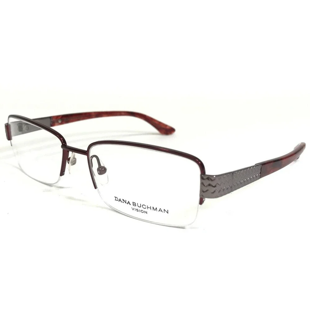 Dana Buchman Eyeglasses Frames ANNICE BU Gray Red Rectangular Half Rim 52-17-133